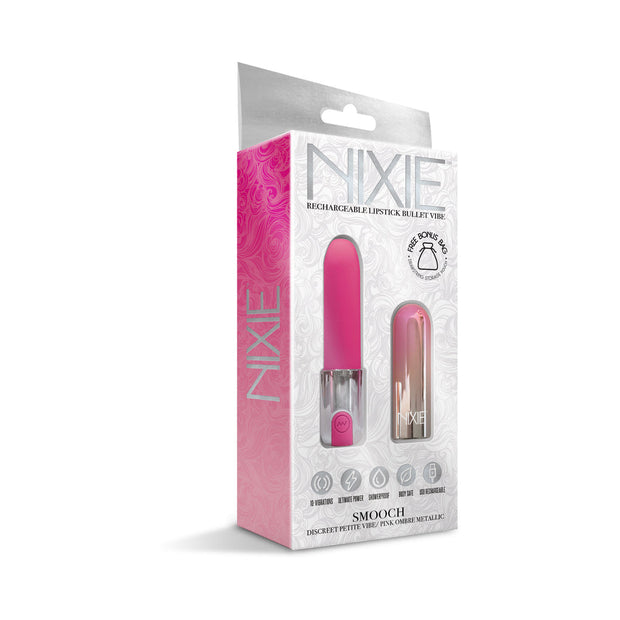 Nixie Smooch Rechargeable Lipstick Bullet Vibrator Pink Ombre - Headshop.com