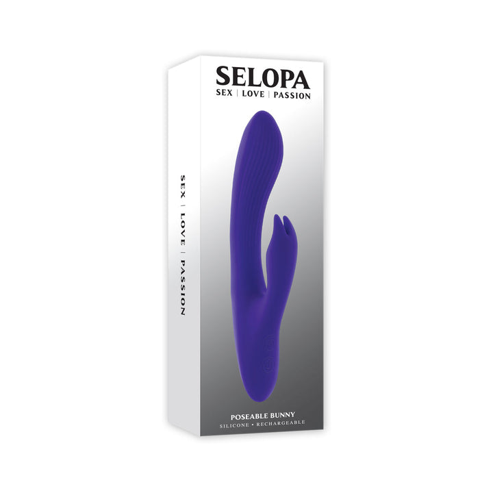 Selopa Poseable Bunny Rechargeable Dual Stimulator Silicone Purple - Headshop.com