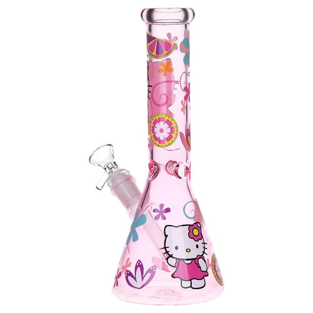 Greetings Feline Glass Beaker Water Pipe | 10" | 14mm F | Designs Vary - Headshop.com