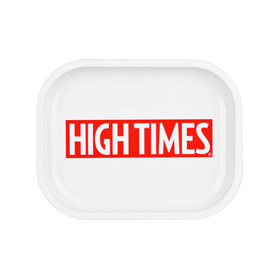 High Times x Pulsar Mini Metal Rolling Tray w/ Lid - White Logo / 7"x5.5" - Headshop.com