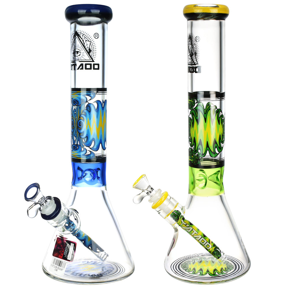 Tataoo Wig Wag Beaker Water Pipe - 14.5"/14mm F/Clrs Vry - Headshop.com