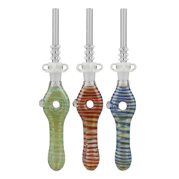Glass Donut Dab Straw w/ Quartz Tip - 6.75"/10mm/Colors Vary - Headshop.com