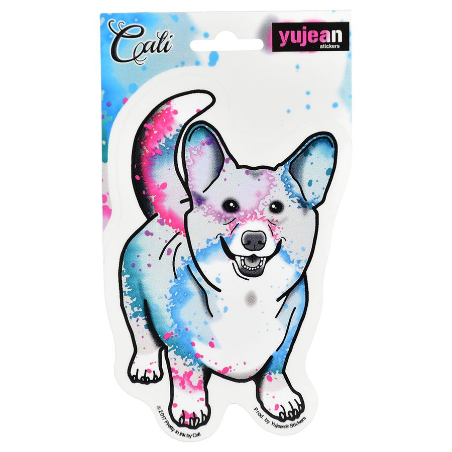Cali Multi-Color Corgi Sticker - 5" x 3.5" - Headshop.com