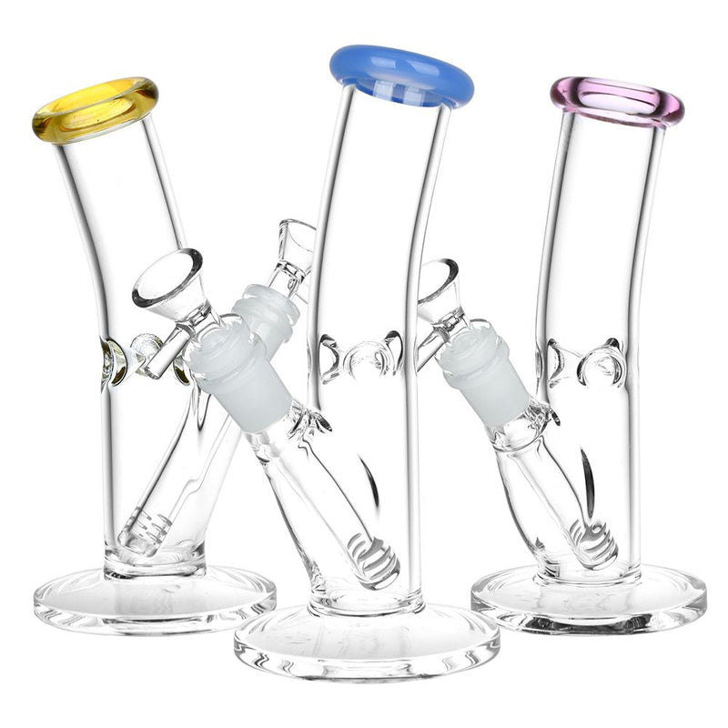 Classic Bent Neck Straight Tube Glass Water Pipe | 14mm F | Colors Vary - Headshop.com