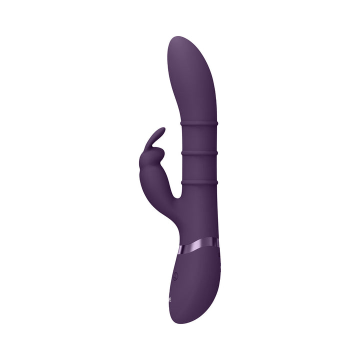 VIVE SORA Rechargeable Silicone G-Spot Rabbit Vibrator with Up & Down Stimulating Rings Purple - Headshop.com