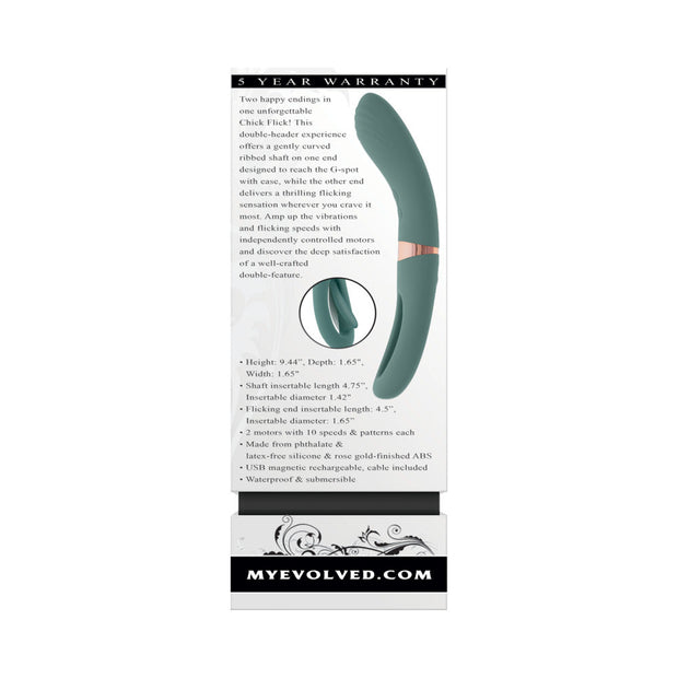 Evolved Chick Flick Rechargeable Vibrator with Flicker Silicone Mint - Headshop.com