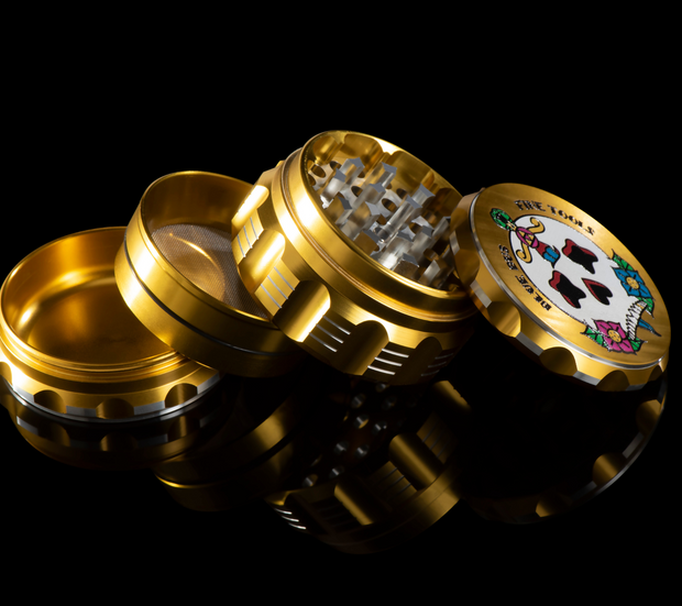 Bluebus GA 2.5 Inch Grinder Gold (Old School Edition) - Headshop.com