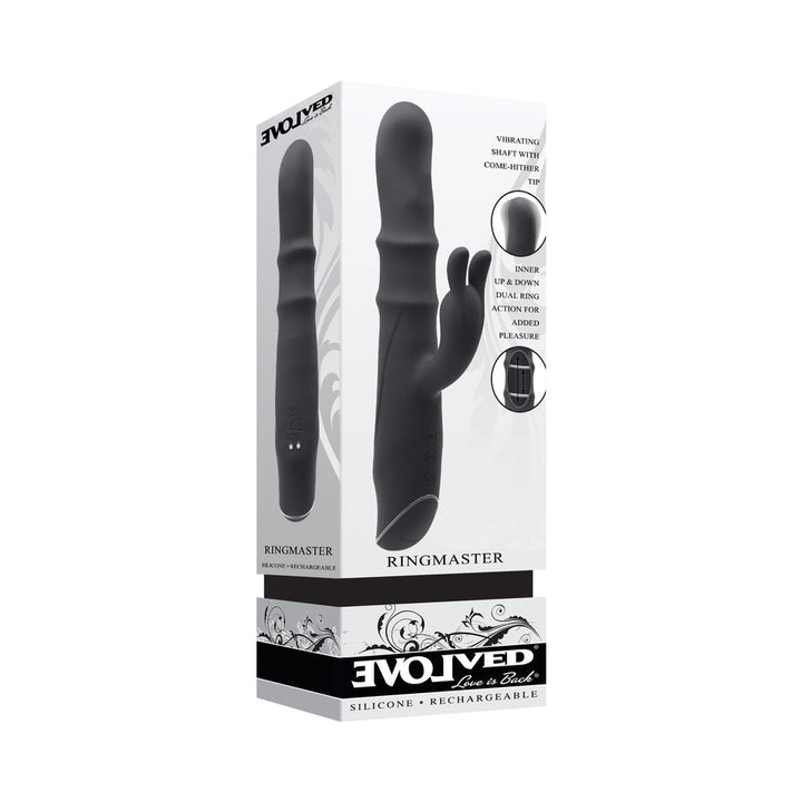 Evolved Ringmaster Rechargeable Dual Stim Vibe Silicone Black - Headshop.com