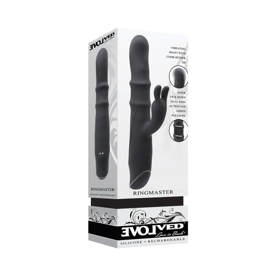 Evolved Ringmaster Rechargeable Dual Stim Vibe Silicone Black - Headshop.com