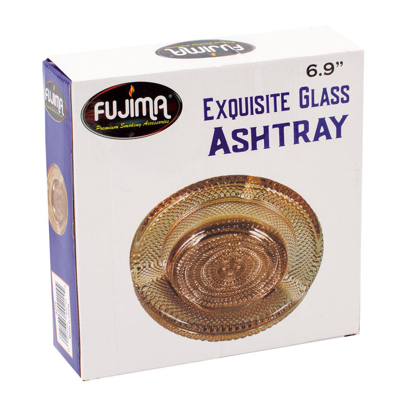 Fujima Exquisite Crystal Cut Glass Retro Round Ashtray- 6.9" - Headshop.com