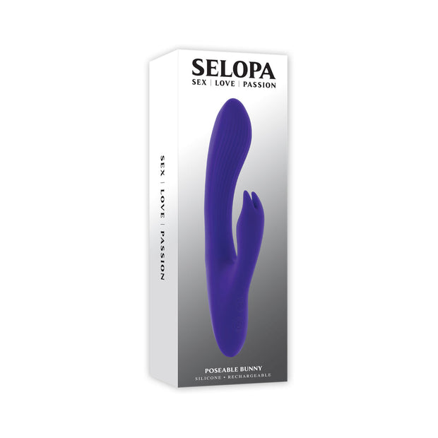Selopa Poseable Bunny Rechargeable Dual Stimulator Silicone Purple - Headshop.com