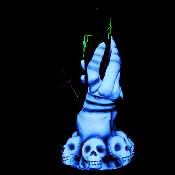 Skelly Grip w/ Bats Straight Tube Glass Water Pipe - 9" / 14mm F