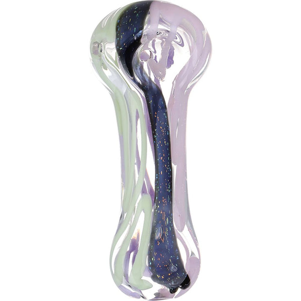 Icing On The Side Dichro Stripe Glass Spoon Pipe - 3.75" - Headshop.com