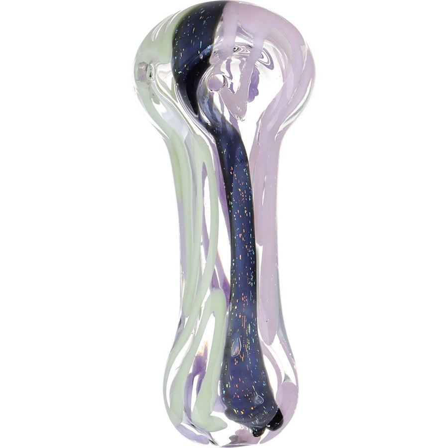 Icing On The Side Dichro Stripe Glass Spoon Pipe - 3.75" - Headshop.com