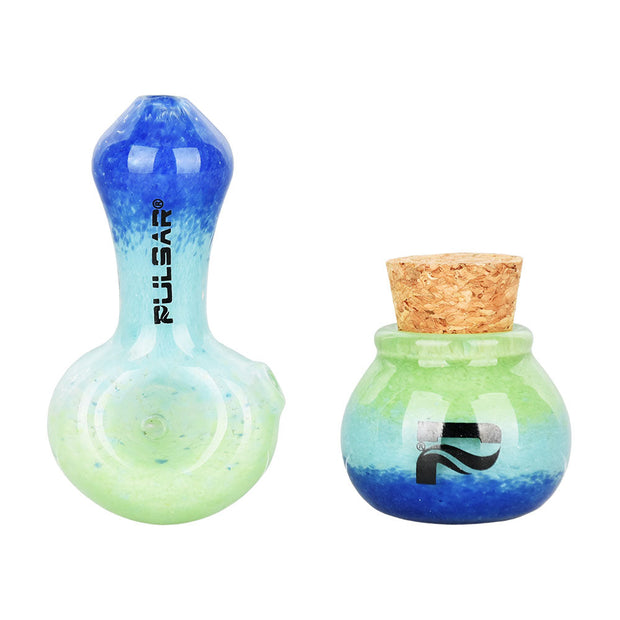 Pulsar Puff & Stash Glass Spoon Pipe & Jar | 2.5" - Headshop.com