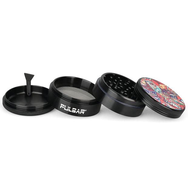 Pulsar Artist Series Metal Grinder - Symbolic Tiles / 4pc / 2.5" - Headshop.com