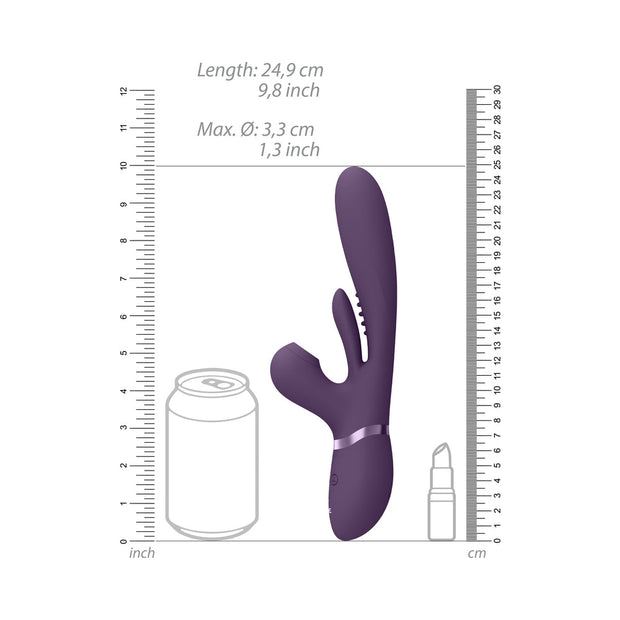 VIVE ENA Rechargeable Thrusting Silicone G-Spot Vibrator with Flapping Tongue and Air Wave Stimulator Purple - Headshop.com