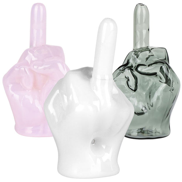 Middle Finger Glass Hand Pipe - 4.25" - Headshop.com