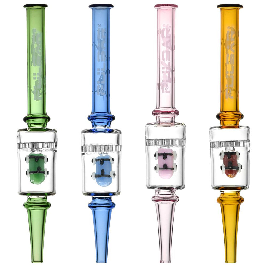 4CT SET - Pulsar Skateboard Glass Dab Straw - 6.5" / Assorted Colors - Headshop.com