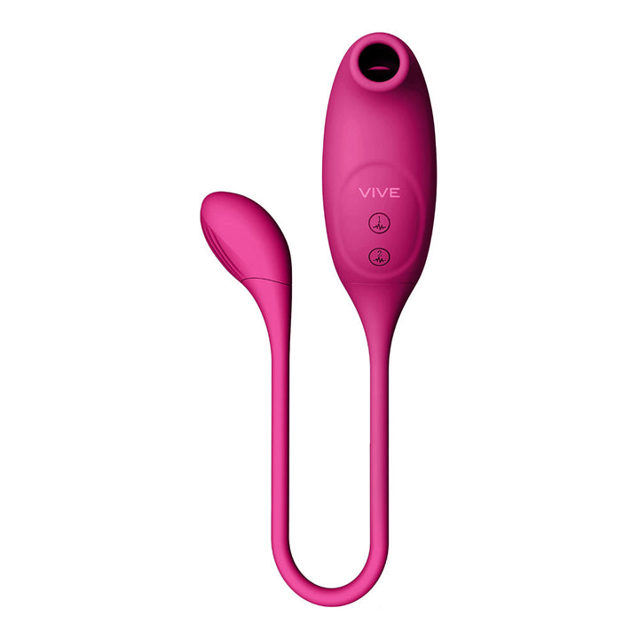 VIVE QUINO Rechargeable Air Wave & Vibrating Silicone Egg Vibrator Pink - Headshop.com