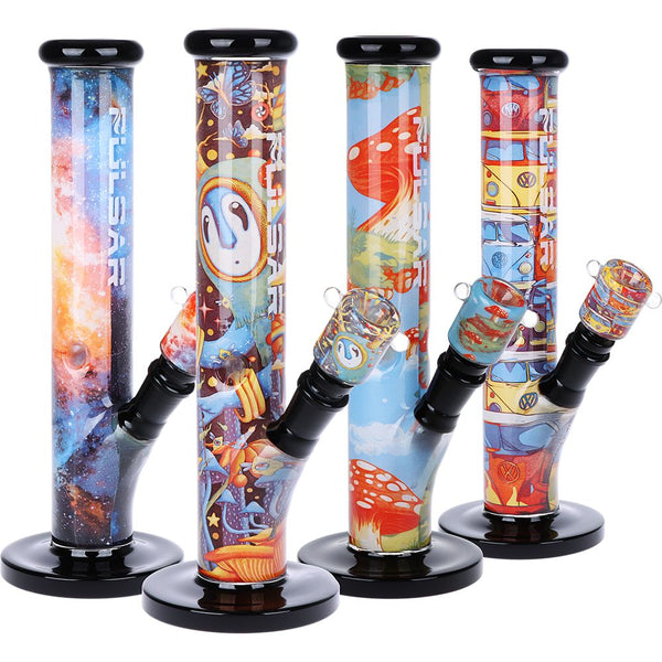 Pulsar Inside Print Straight Tube Glass Water Pipe | 11.25" Pulsar Inside Print Straight Tube Glass Water Pipe | 11.25"
