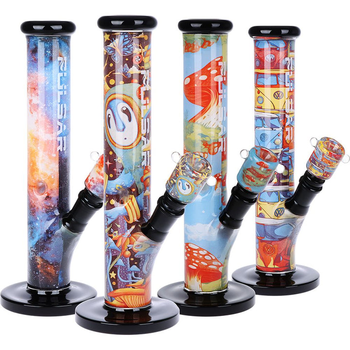 Pulsar Inside Print Straight Tube Glass Water Pipe | 11.25" - Headshop.com