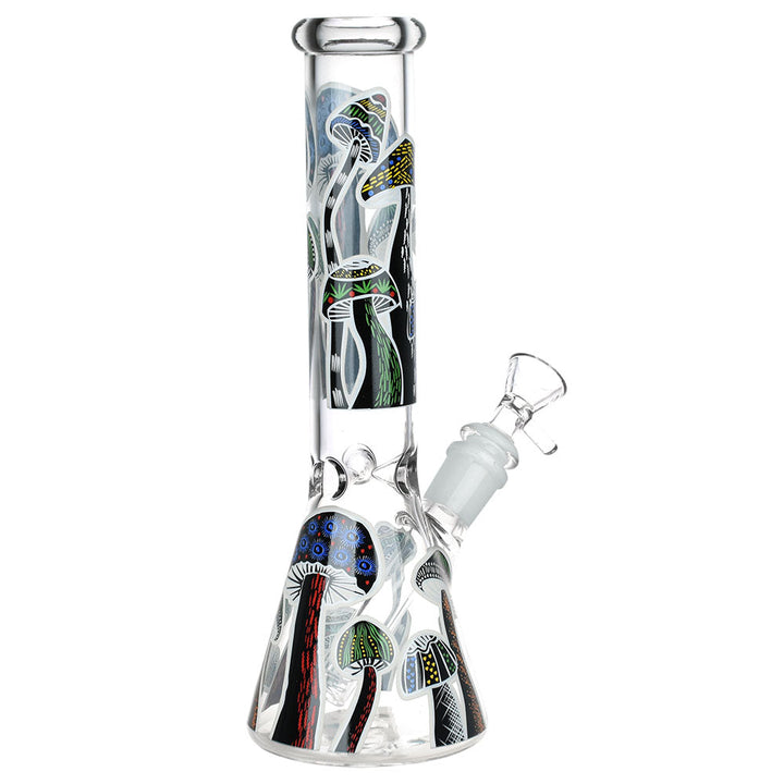 Shrooms Are Watching Glow Glass Beaker Water Pipe - 10" / 14mm F / Designs Vary - Headshop.com