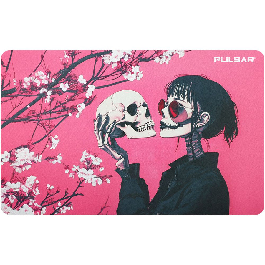 Pulsar DabPadz Fabric Top Dab Mat - Sakura Skulls / 16"x10" - Headshop.com