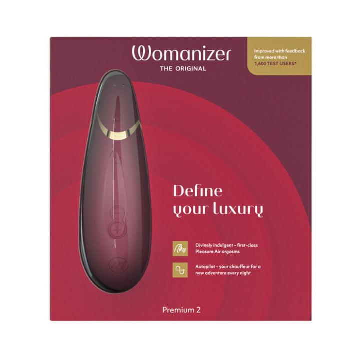 Womanizer Premium 2 Rechargeable Silicone Luxurious Pleasure Air Clitoral Stimulator Bordeaux - Headshop.com