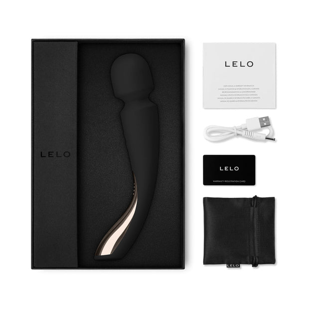 LELO SMART WAND 2 Medium Rechargeable Wand Vibrator Black - Headshop.com