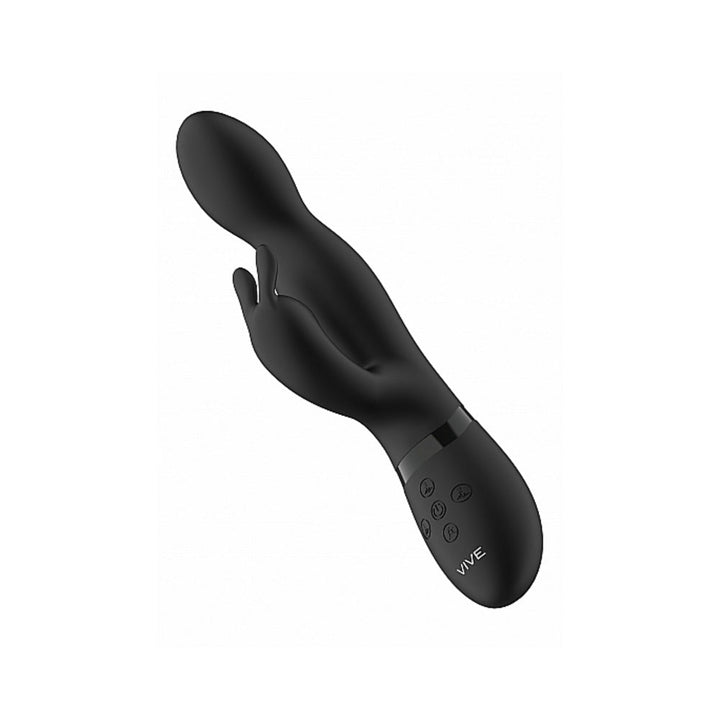 VIVE NIVA Rechargeable 360° Rotating Silicone Rabbit Vibrator Black - Headshop.com