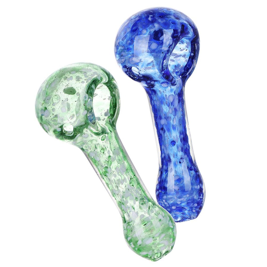 White Hot Nebula Frit Glass Spoon Pipe - 3.5" / Colors Vary - Headshop.com