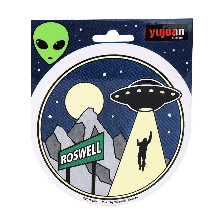 Roswell Flying Saucer Alien Abduction Round Sticker by Yujean - Headshop.com