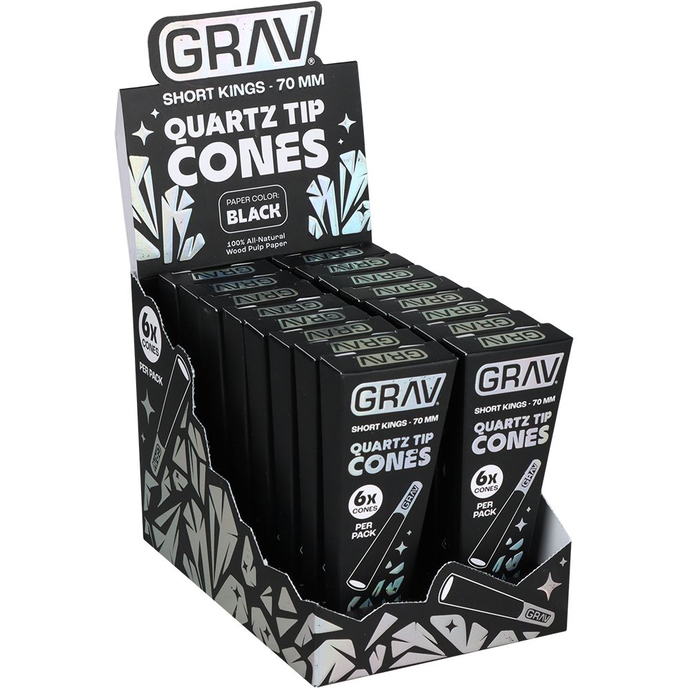GRAV Quartz Tip Pre-Rolled Cones | Black | 16pk Display - Headshop.com