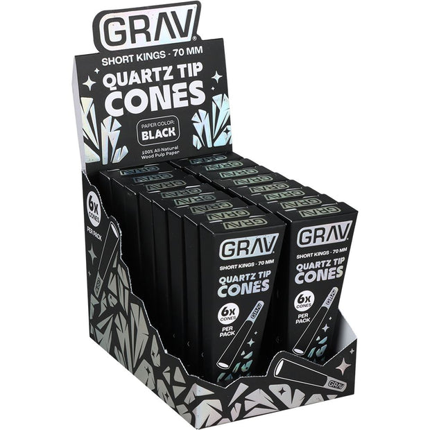 GRAV Quartz Tip Pre-Rolled Cones | Black | 16pk Display - Headshop.com