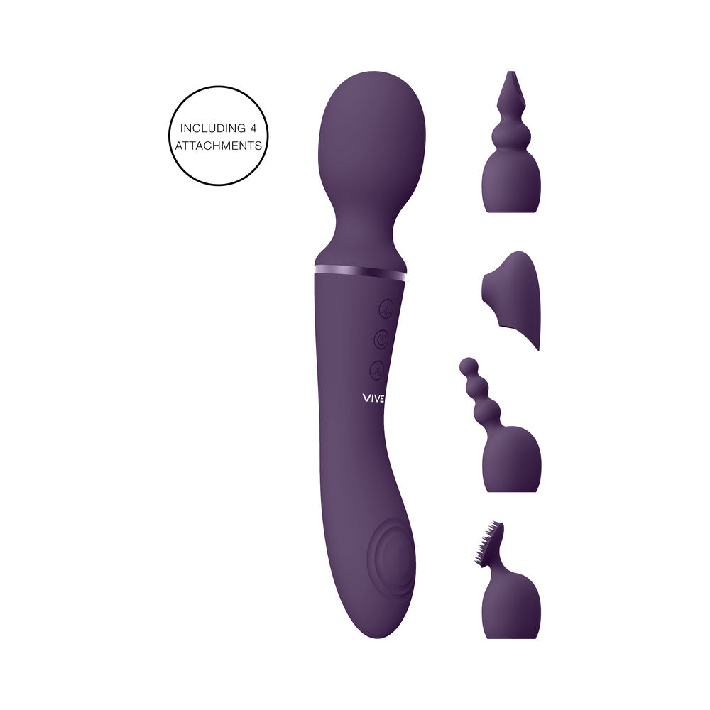 VIVE NAMI Dual-Ended Pulse Wave & Vibrating Wand With Interchangeable Sleeves Purple - Headshop.com