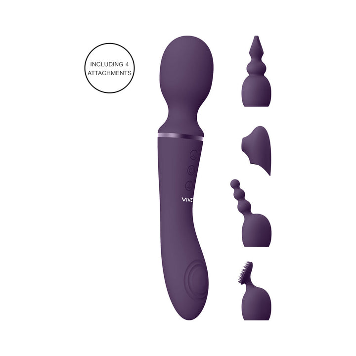 VIVE NAMI Dual-Ended Pulse Wave & Vibrating Wand With Interchangeable Sleeves Purple - Headshop.com