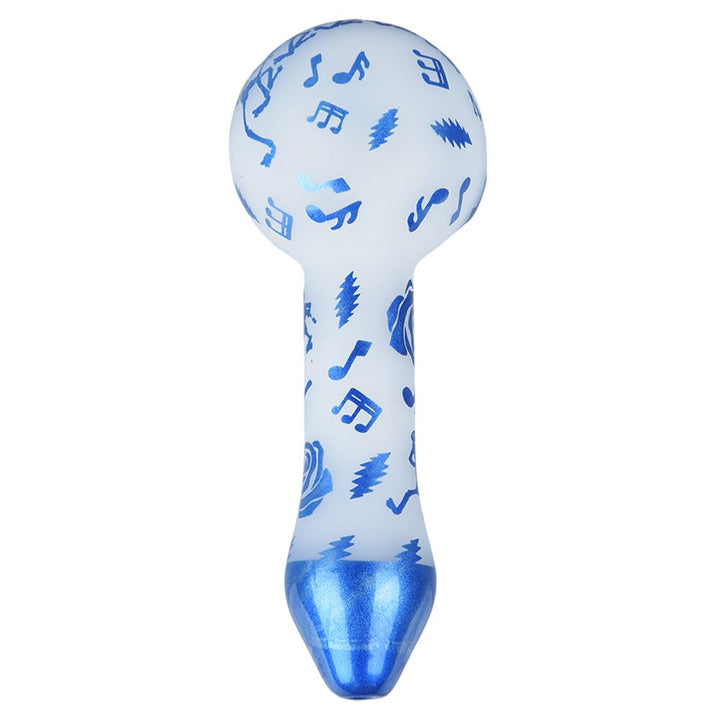 Grateful Dead x Pulsar Blue Sky Dancing Skellies Glass Spoon Pipe - 4.75" - Headshop.com