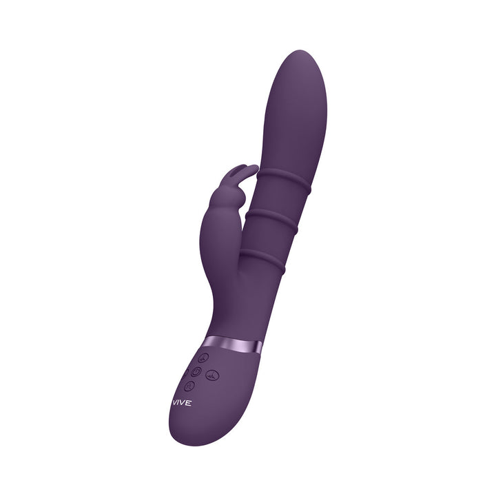 VIVE SORA Rechargeable Silicone G-Spot Rabbit Vibrator with Up & Down Stimulating Rings Purple - Headshop.com