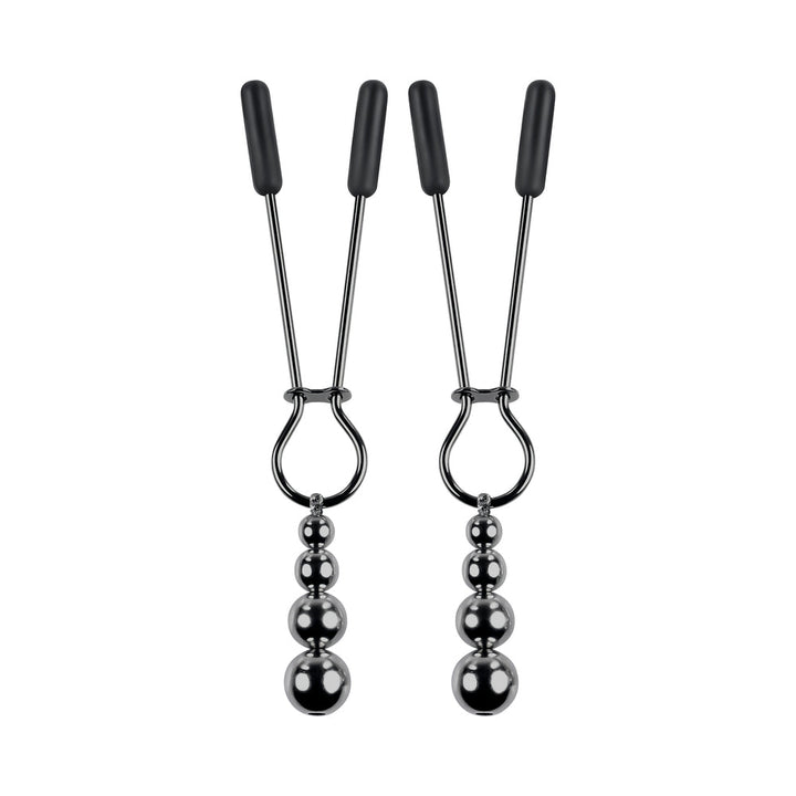 Selopa Beaded Nipple Clamps Stainless Steel Black Chrome - Headshop.com