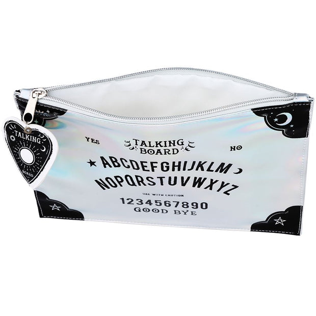 Iridescent Spirit Ouija Makeup Pouch w/ Planchette Zipper Pull - 10.5"x7" - Headshop.com