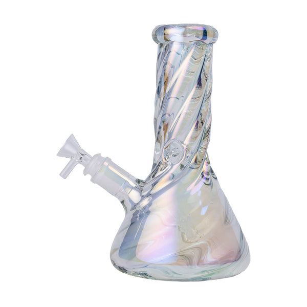 Human Grade Twisted Iridescent Beaker Water Pipe Human Grade Twisted Iridescent Beaker Water Pipe