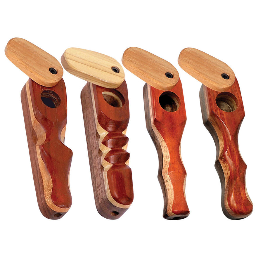 Padauk Wood Spoon Pipe w/ Swivel Lid - Headshop.com