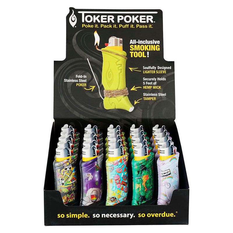 25PC DISP - Toker Poker Lighter Sleeve - Flashback/Asst - Headshop.com