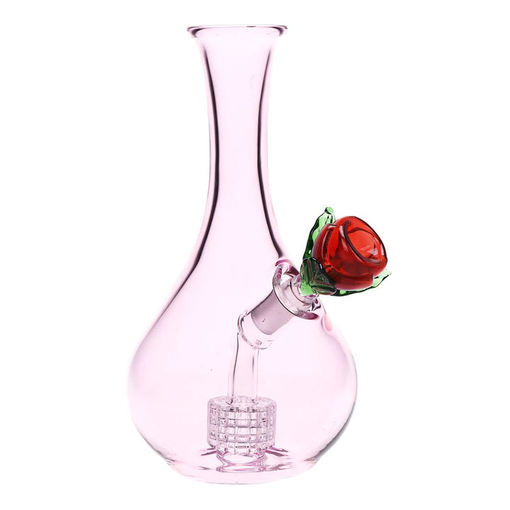 Rose in Vase Glass Water Pipe - 7" / 14mm F - Headshop.com
