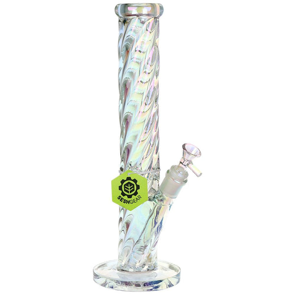 SeshGear Twist Straight Tube Glass Water Pipe - 13.75" / 14mm F SeshGear Twist Straight Tube Glass Water Pipe - 13.75" / 14mm F