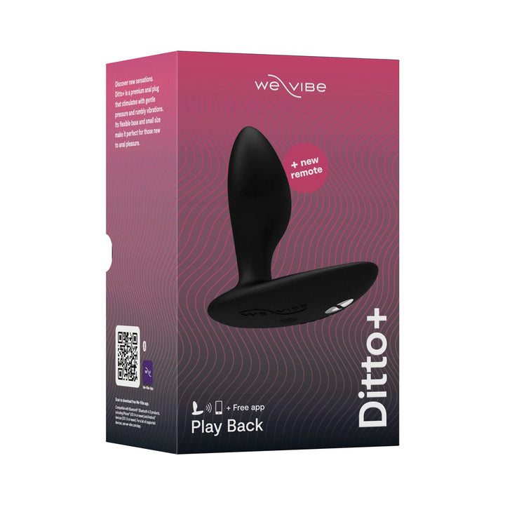 We-Vibe Ditto+ Rechargeable Remote-Controlled Silicone Vibrating Anal Plug Satin Black - Headshop.com