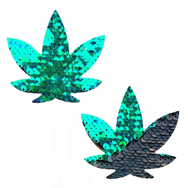 Neva Nude Pasty Pot Leaf Sequin Green To Black - Headshop.com