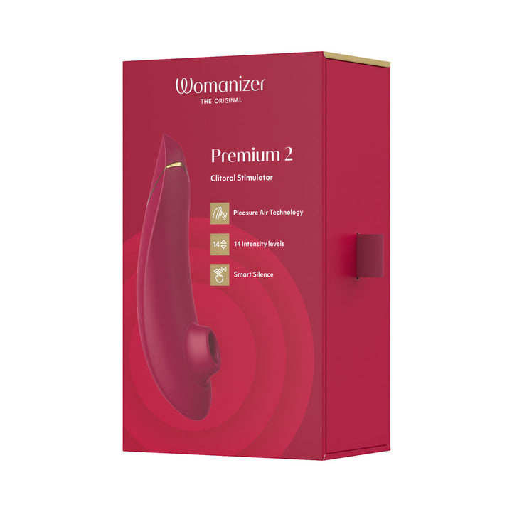 Womanizer Premium 2 Rechargeable Silicone Luxurious Pleasure Air Clitoral Stimulator Bordeaux - Headshop.com
