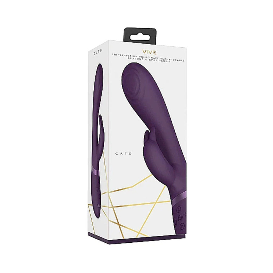 VIVE CATO Rechargeable Pulse-Wave Silicone Rabbit Vibrator Purple - Headshop.com